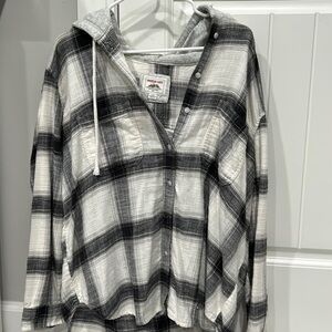 American Eagle Hooded Flannel, Size Large!